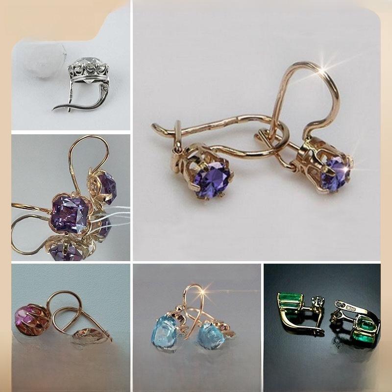 

Chenrui Zircon Gem Flower Multi-layer Retro Earrings