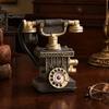 Vintage Home Decor Phone Telephone Resin Figurine, Retro Model Statue with Matte Finish, Distressed Finish Old-Fashioned Victorian Style Desk