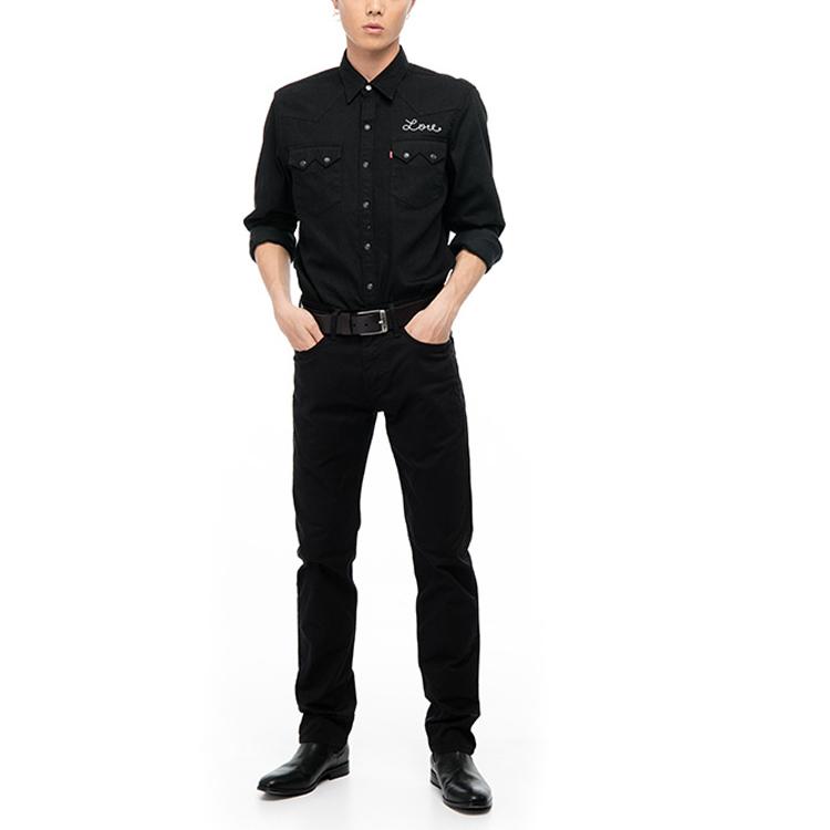 Levis Solid Color Denim Cotton Long Sleeve Shirt Men Shirts Black 65819-0090