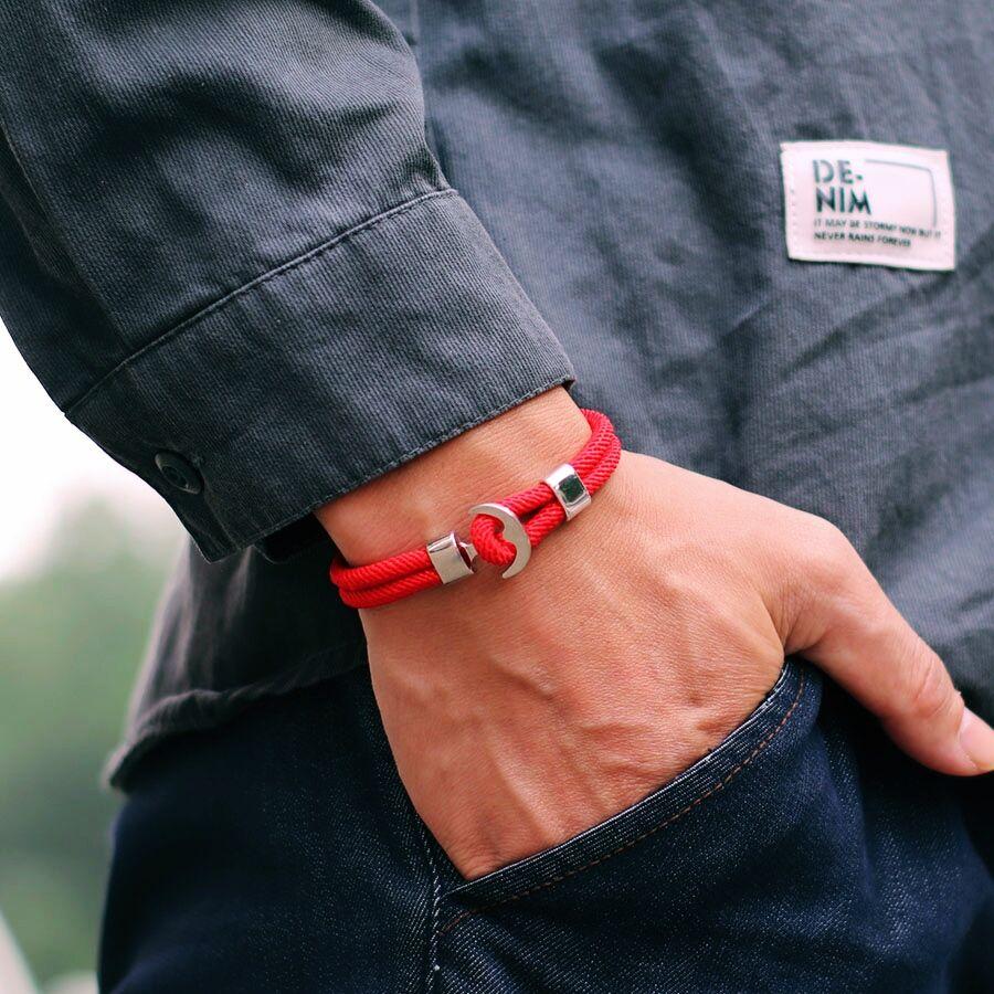 New Unique Mens Bracelet Rope Double Layer Milan Thread Navigation Anchor Braslet Pulsera Roja Hombre Boyfriend Gift Pulseras