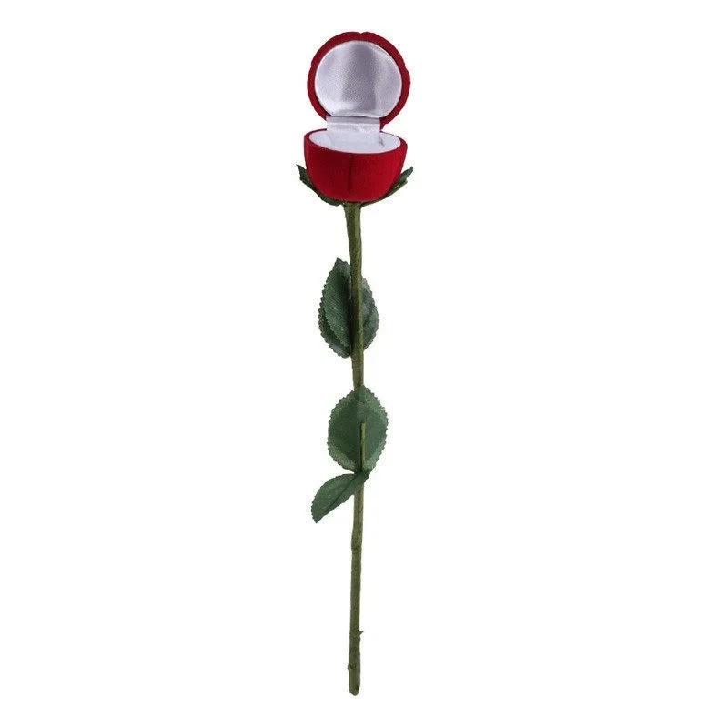 1pc Portable 3D Red Rose Jewelry Box Wedding Ring Gift Box Earring Storage Display Stand Earring Ring Gift Box