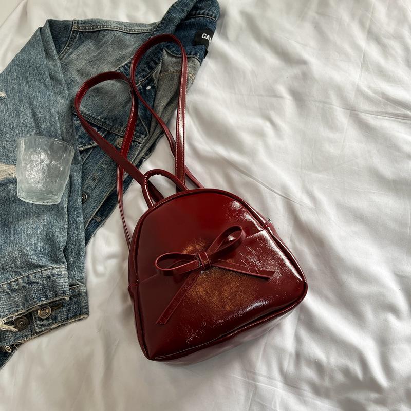 Girls Backpack 2025 New Bow Mini Backpack Retro Parent-child Pu Backpack Schoolbag Versatile