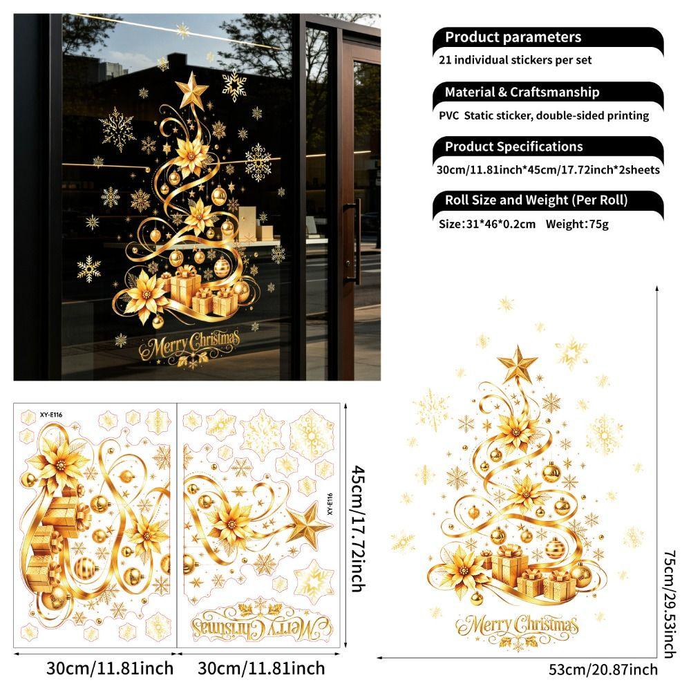 Snowflake Christmas Window Clings Removable Static Cling Stickers  Storefront Decoration