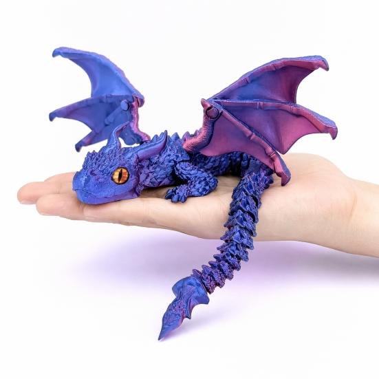 DYS 3D Printed Articulated Dragon Figurine with Adjustable Wings and Unique Eyes, Movable Joints Sculpture for Home Decor Fantasy Gift Lovers