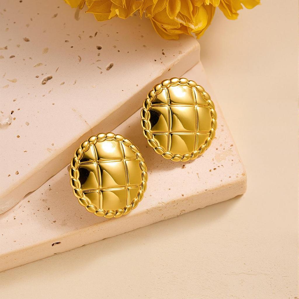 Geometric Irregular 18k Gold Titanium Steel Earrings for Women