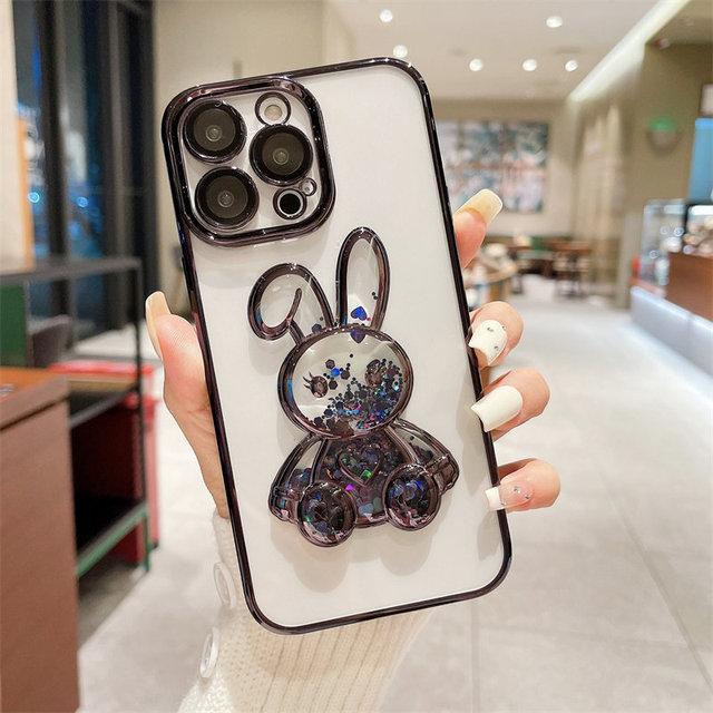 Quicksand 3d Cartoon Rabbit Phone Case For Iphone 14pro Max 13 12 11 Pro Max 14plus Camera Protection Clear New Year Back Cover