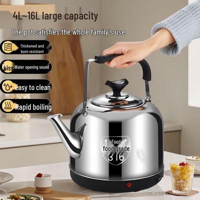 Large Capacity Stainless Steel Electric Kettle with Auto Shut-Off and Whistle