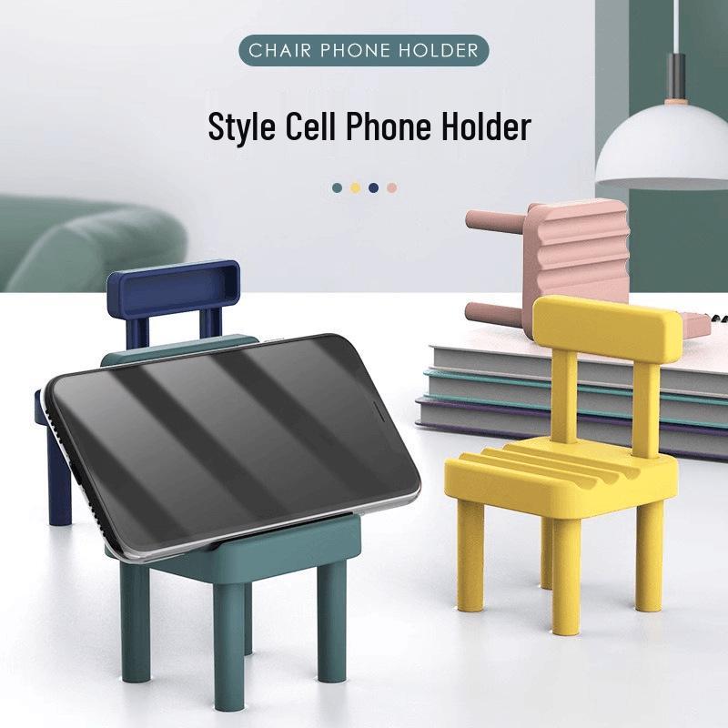 Cute Cartoon Phone Holder Chair with Floor-Standing Ornament Base