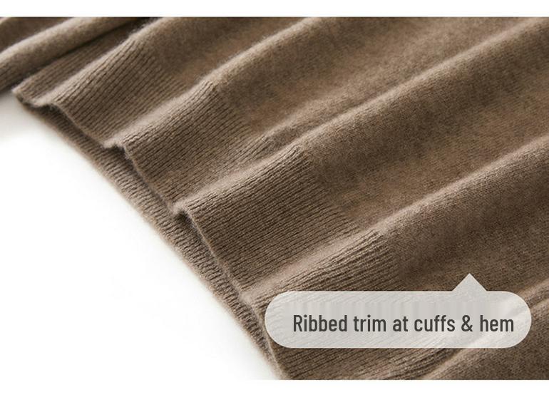 Women's V-Neck Cashmere Knit Sweater - Loose Fit, Long-Sleeve Pullover