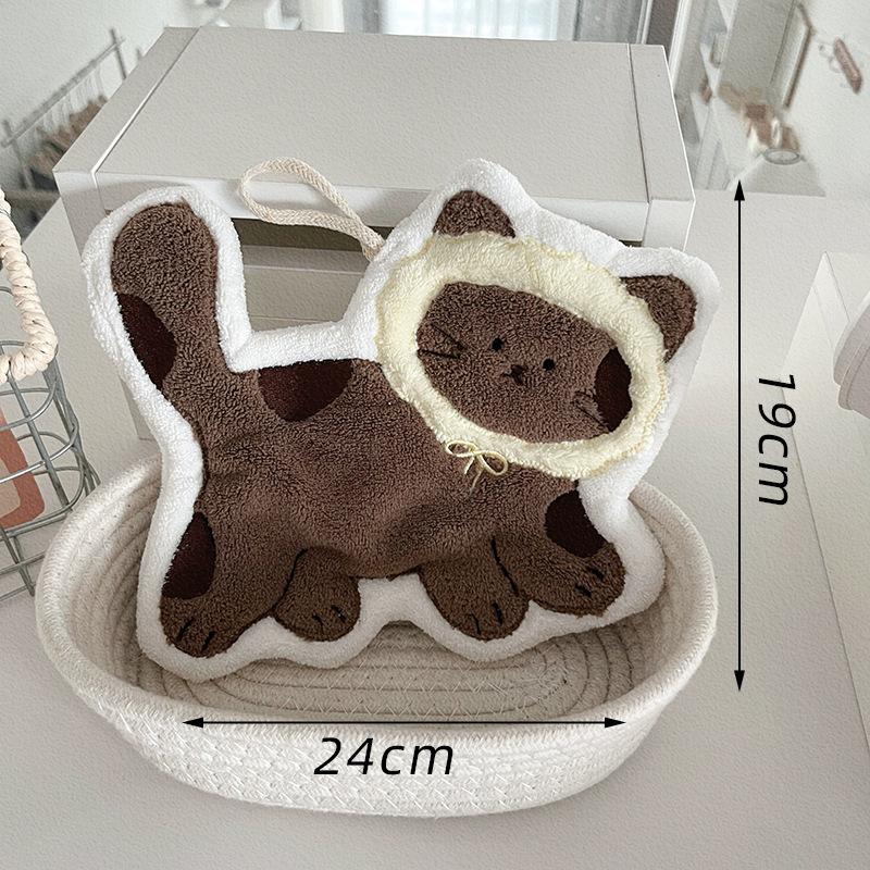 Soft and Cute Cat Hand Towel, Quick Drying Quick Drying Hanging Cute Cartoon Towel, Household Kitchen and Bathroom Hand Towel