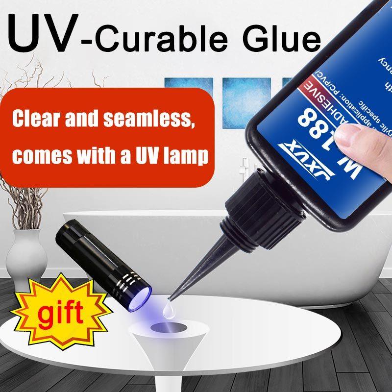 LOOLIFL 50g New W-188 High-Strength UV-Curing Resin Adhesive, Suitable for DIY Projects, Bonding and Welding Glass, Metal, Ceramics, and ABS