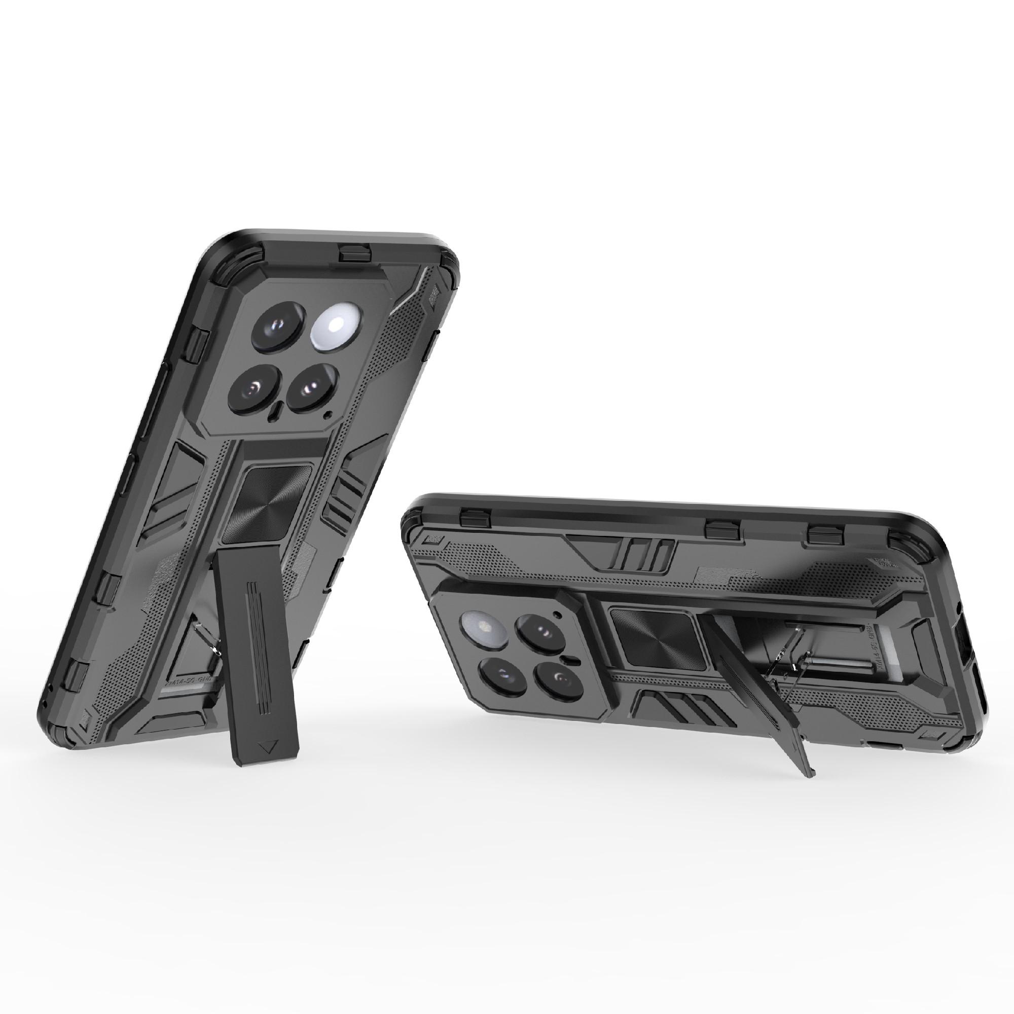 

For Xiaomi 14 Case PC+TPU Anti-drop Phone Cover with Foldable Kickstand Black