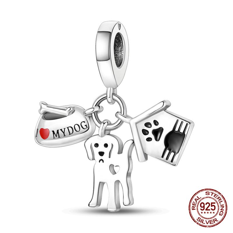 100% 925 silver Animal Series Bulldog Zebra Squirrel Charms Fit Original 925 Bracelet DIY Jewelry Making Women Gift