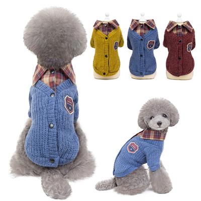 Herbst und Winter Haustierkleidung Hund Strickpullover Stickerei Mantel Haustier Welpe Katze Reverspullover