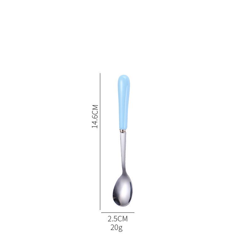 Dessert Espresso Ceramic Handle Stainless Steel Teaspoon Stirrer Coffee Spoons Stirring Tool