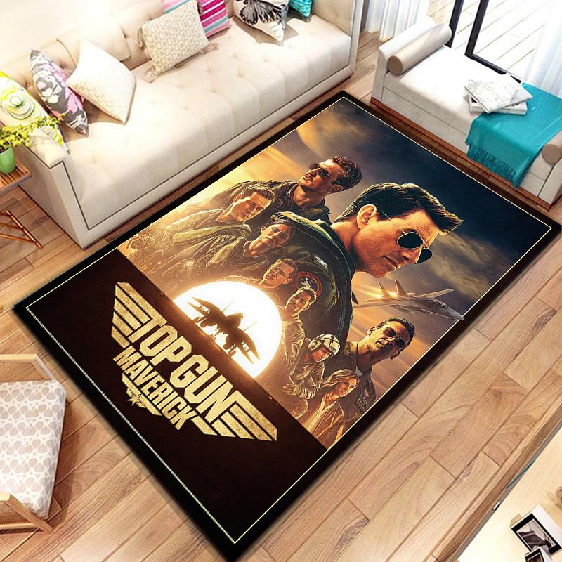 Classic Movie Top Gun Sign Tom Cruise Carpet Rug for Home Living Room Bedroom Sofa Doormat Decor,kid Area Rug Non-slip Floor Mat