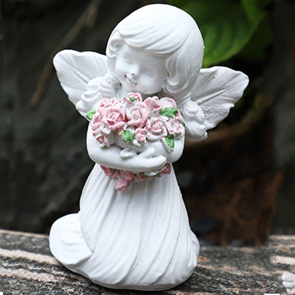 Creative Angel Figurine Cute Garden Miniature Sculpture Painted Little Angel Statue  New Year