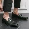 Large Size British Tassel Foot Set Pointed Leather Shoes Business Dress Korean Version of Young Hairstylist Brock Men's Shoes