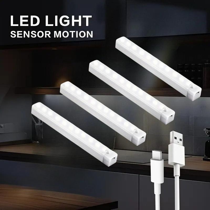 4 Multi Size Magnetic LED Motion Sensor Lights, Rechargeable Cabinet Lights,used for Bedrooms,kitchens,corridors,stairs,wardrobes,garages,bathrooms