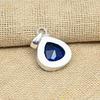 Solid 925 Sterling Silver Blue Sapphire Lab-Created Handmade Gemstone Jewelry Pendant