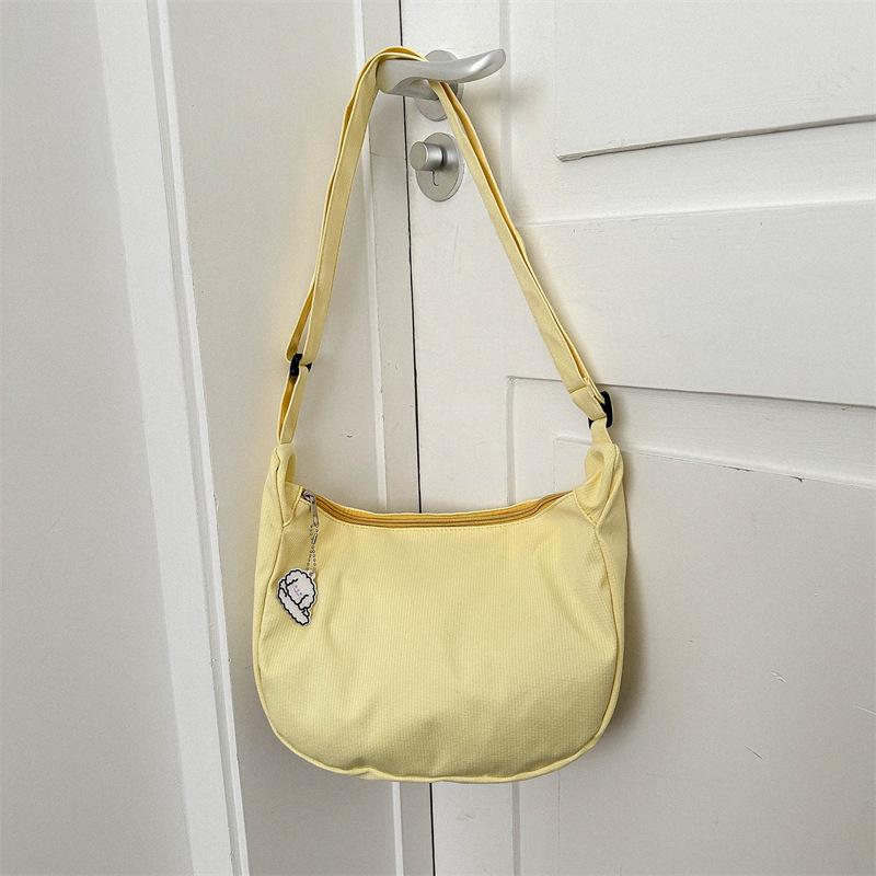 New Candy Color Waffle Art Student Versatile Simple Daily Women's Shoulder Crossbody Bag
