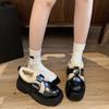 Retro fashion velvet loafers women's 2025 new winter velvet warm cotton shoes platform British style small leather shoes