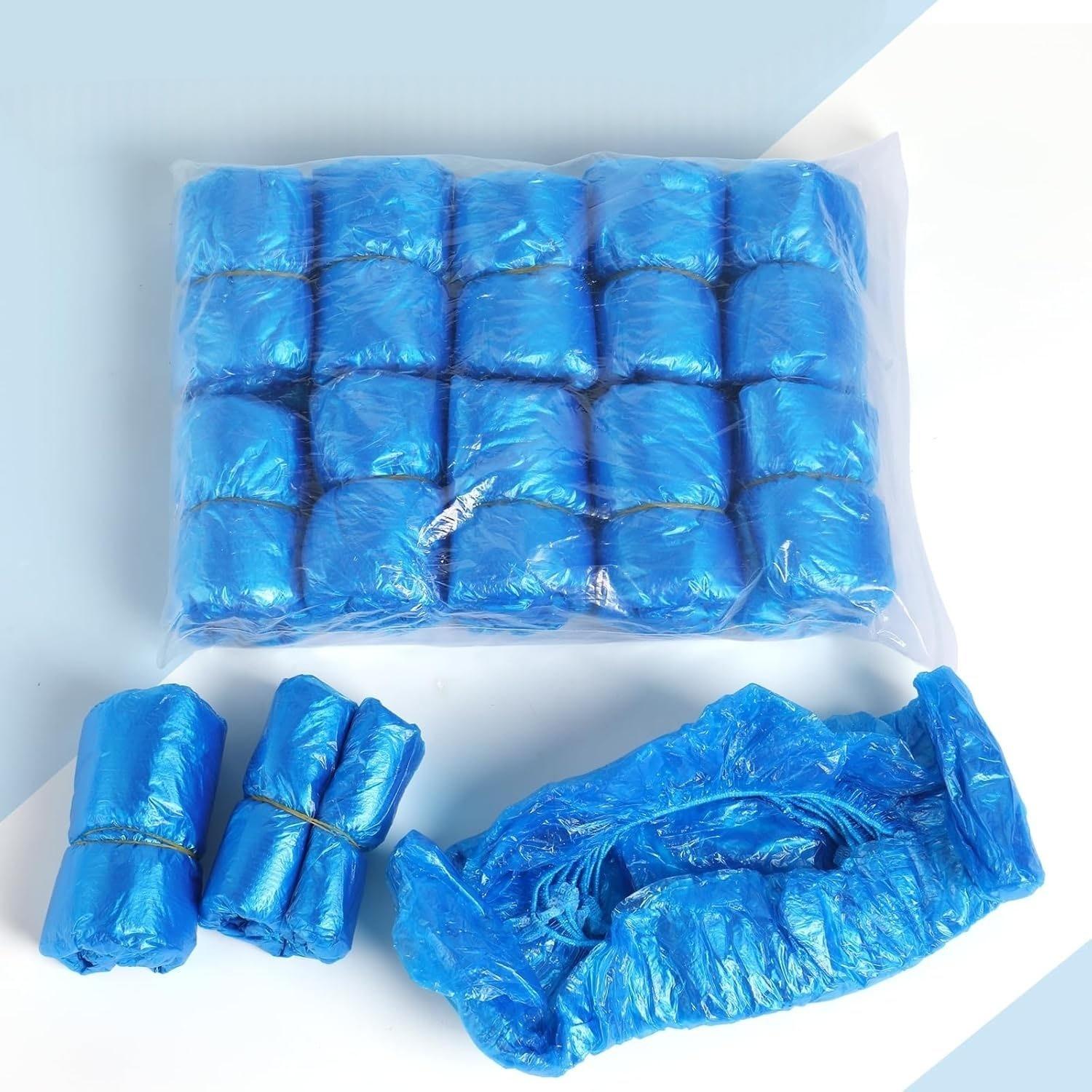 

100-1000pcs Disposable Shoe Covers Home Household Thicken Rain Shoes Supplies Anti-slip Booties Shoe Dust Covers 100pcs синій