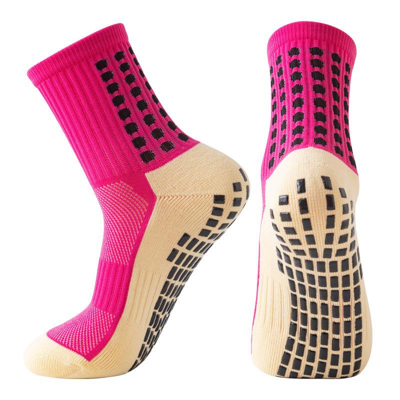 Unisex Anti-Slip Breathable Mid-Calf Football Socks with Moisture-Wicking Terry Sport Bottom