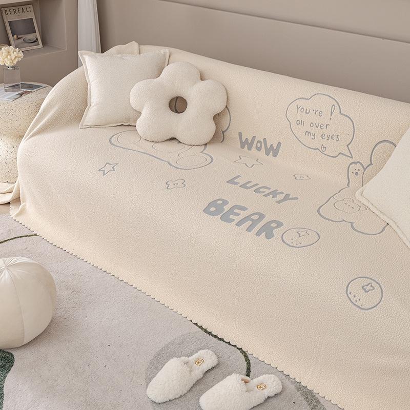 Современный Простой Зимний Чехол на Диван Ткань Полный Чехол Имитация Шерпы Зимний — фото 3