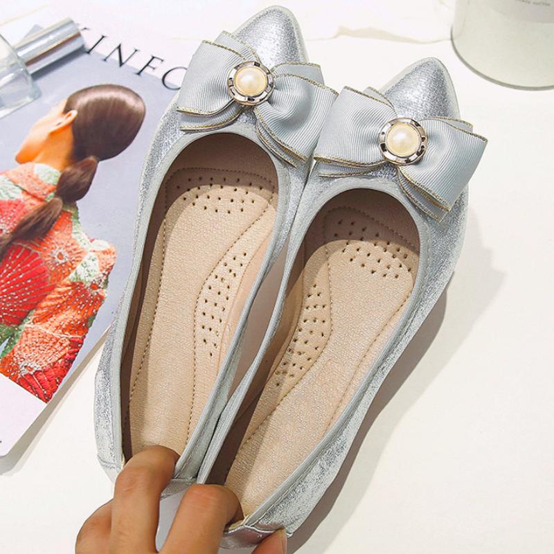Women Foldable Ballet Flats Portable Travel Fold up Shoes Woman Round Toe Bowknot Slip On Casual Shoes for Spring Autumn WSH2476