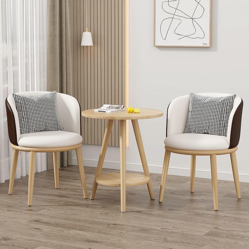 Light Luxury Balcony Tea Table & Chairs Set: Modern 3-Piece for Hotel or Bedroom - Includes One Table & Two Chairs