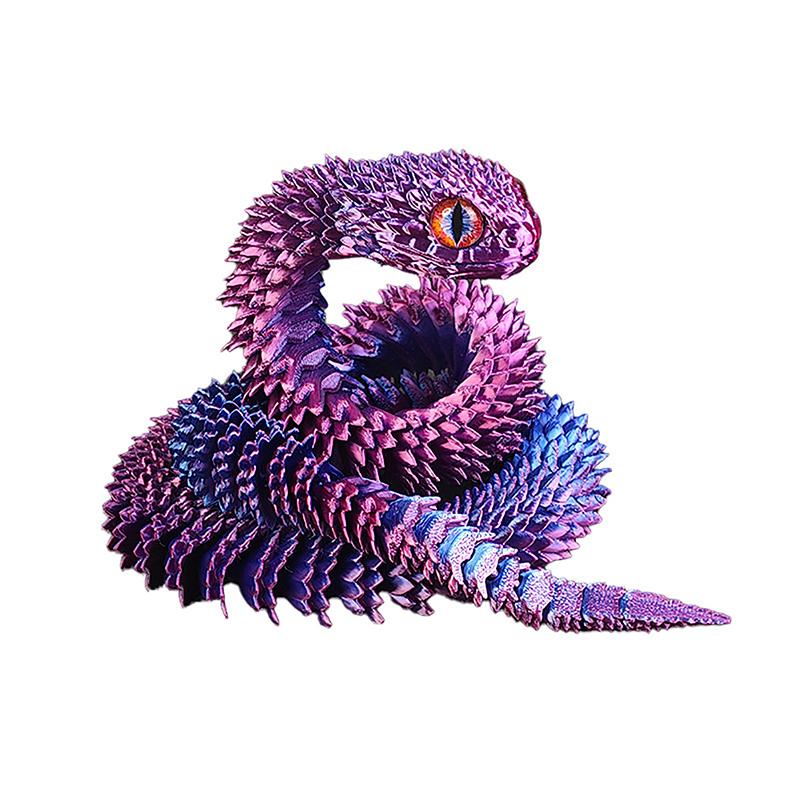 Articulated Snake Figure, 3D Printed Bush Viper Creature, Dragon Snake Inspired Joint Mobility Statue, Home Ornament