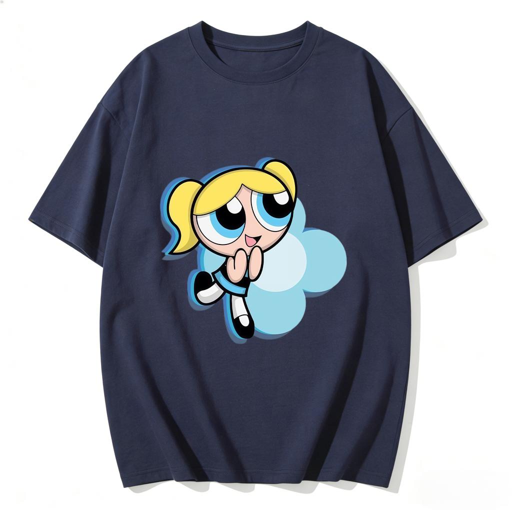 2026 Sommer Niedliche Powerpuff Girls Familien-Matching T-Shirts Cartoon-Druck Baumwoll-T-Shirts Lässige Kurzarm-Oberteile für Kinder und Erwachsene