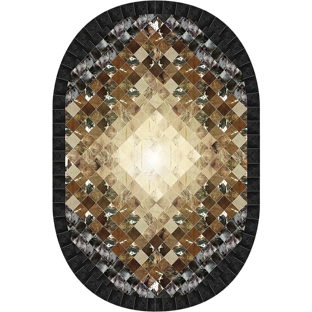 Rovigo Home Imprimare digitală, lavabilă, anti-alunecare, covor oval pentru sufragerie RVG7265-SD388