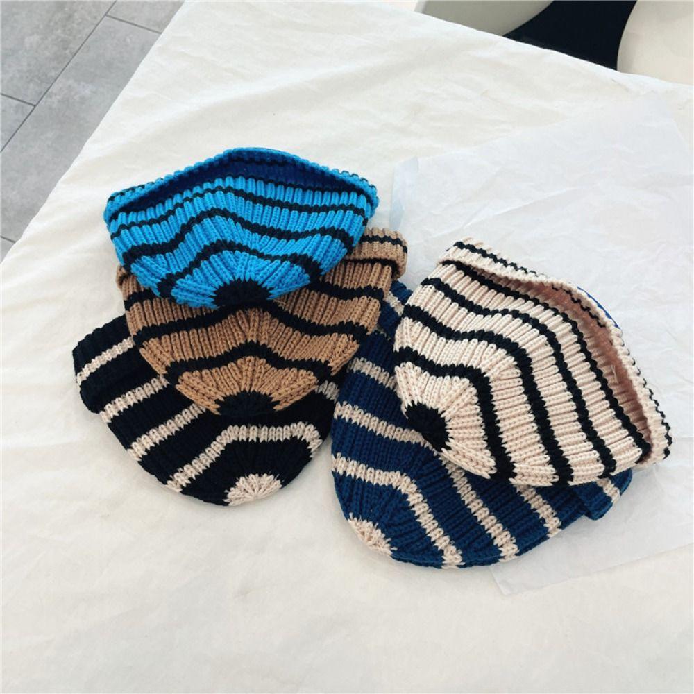 Comfortable Striped Knitted Hat Warm Beanie Hat Fashion Children's Hats  For Boys and Girls
