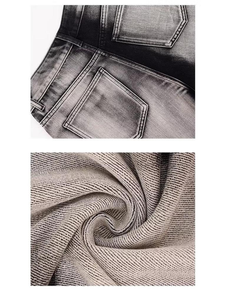 Women's High-Waist Retro Tie-Dye Gradient Jeans - Loose, Wide-Leg, Floor-Length Pants for Early Autumn