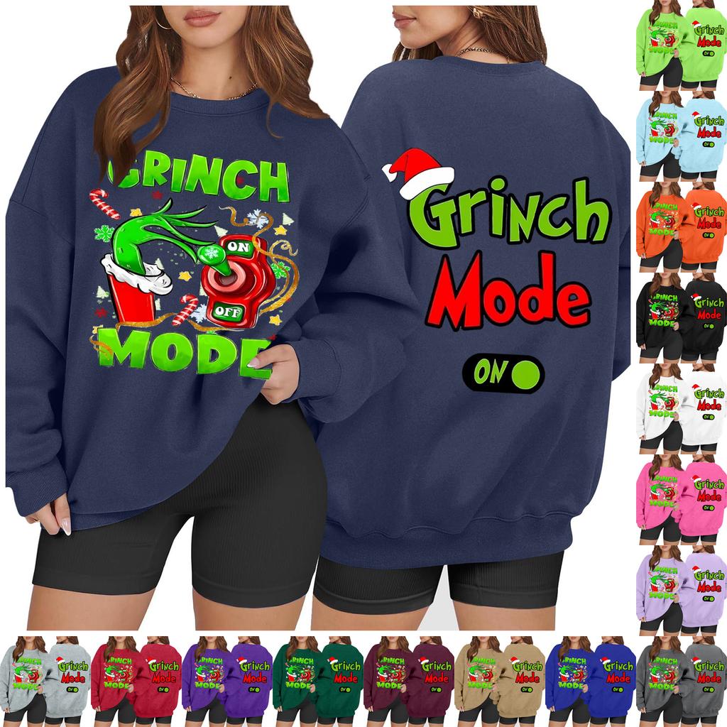 Women's Casual Fashion Long Sleeve Christmas Printed Round Neck Sweatshirt Top