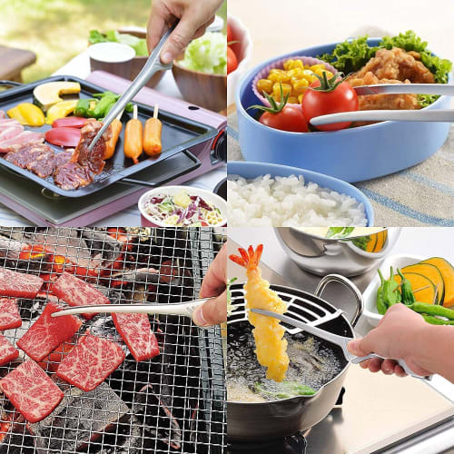 Ziyue Stainless Steel Yakiniku Tongs, Freestanding, Camping, BBQ, Non-Slip Chopsticks, Serving Pasta, Yakiniku Tongs (Set of 6)