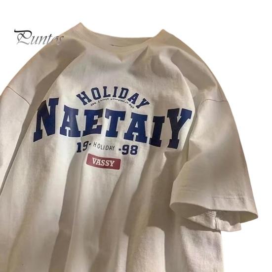 

Мужская летняя футболка с буквенным принтом, короткими рукавами, круглым вырезом, свободная ретро в японском стиле, повседневная одежда, уличная одежда для подростков, весенний топ XL белый