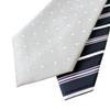 [D+Arts] Men's Silk Necktie, Nishijin-ori Weave, Made in Japan, Dot and Stripe Pattern, Color-Blocked, Changeable Tie, Gray, Stylish, Business Suit