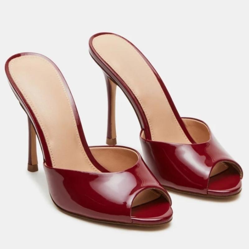 Sexy Women's Slippers High Heels Mules Summer Party Shoes 2025 Outdoor Designer Peep toe Slides Black Pink White Large Size 45