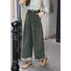 Corduroy Patchwork Casual Pants - Fashionable, Contrasting Colors, Loose Fit, Woolen Long Trousers