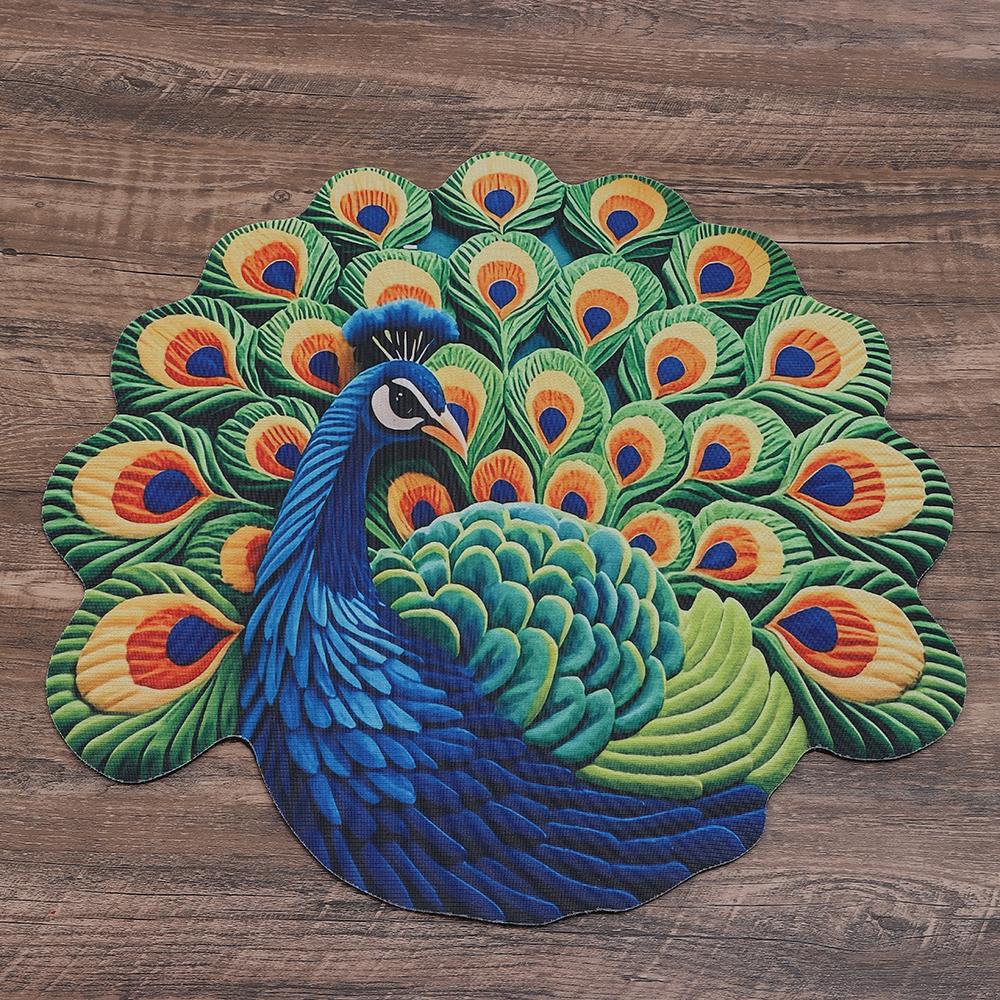 Special-shaped Peacock Carpet Soft Non-slip Peacock Mat Absorbent 60x60cm/100x100cm Door Gasket