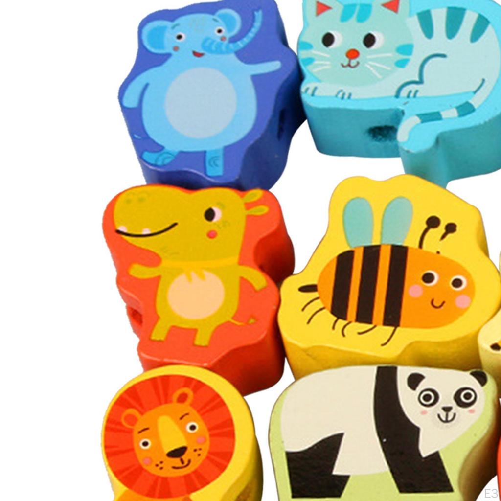 Wooden Bead Threading Toy Gifts Lacing for Children Kids Toddlers vegetable and fruit