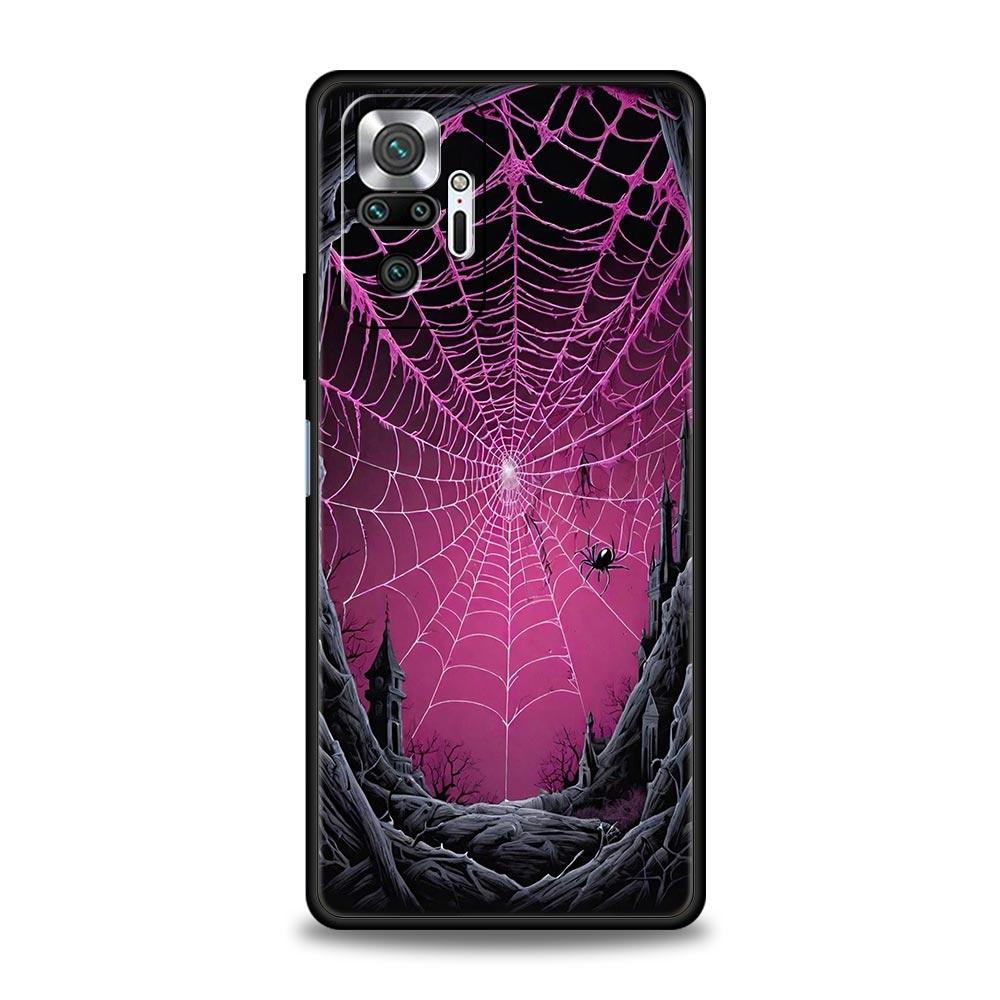 Spider Web Phone Case Cover for Redmi 14C 10C Note 15 14 13 12 10 11 K40 Pro Plus 5G Soft TPU Shockproof Shell Fundas Capas Bags