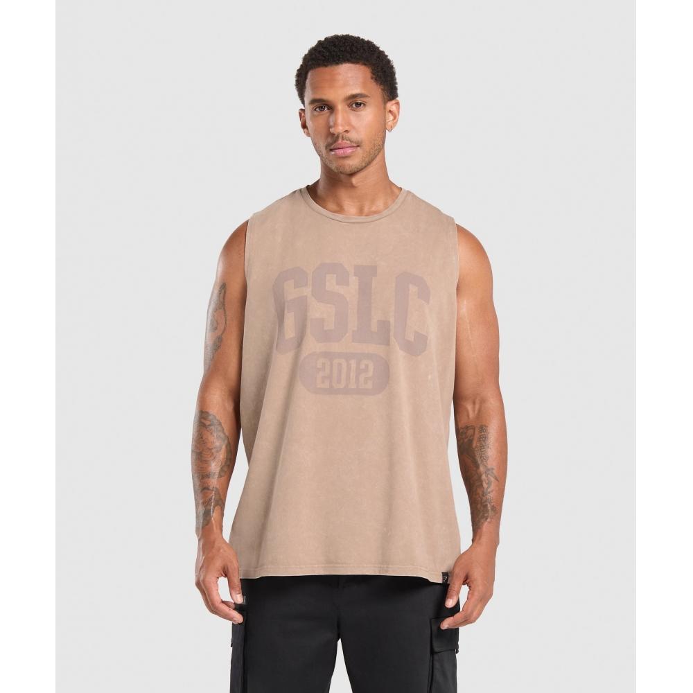 

GYMSHARK Collegiate Shadow Washed Tank Stone Pink A5A4Y KB8L XS