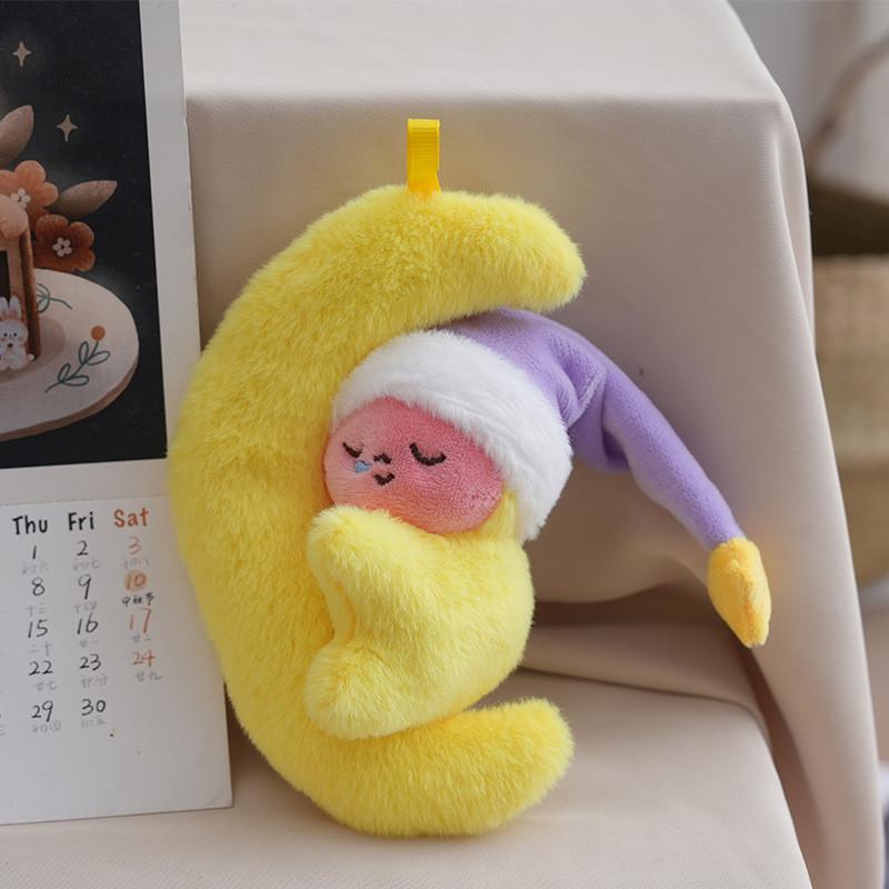 

Cute Moon Star Plush Doll With Premium Velvet For Backpacks And Gifts Purple Hat
