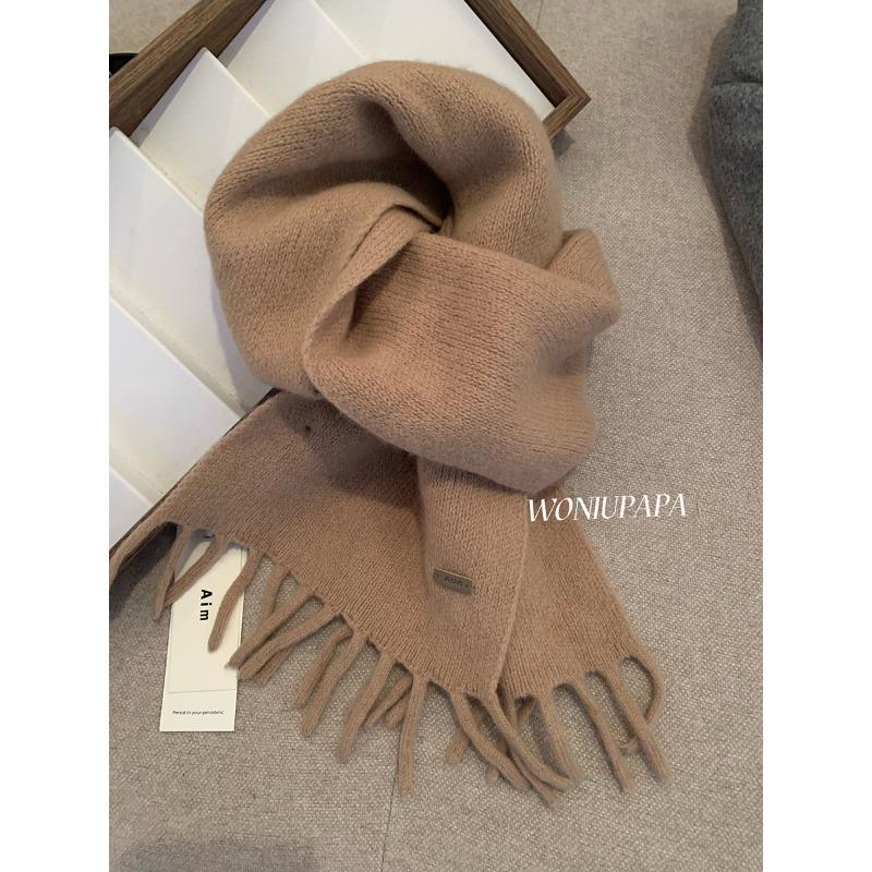 

Solid color Fringed Scarf for Women High Density Thickened Warm Plush Scarf for Autumn and Winter