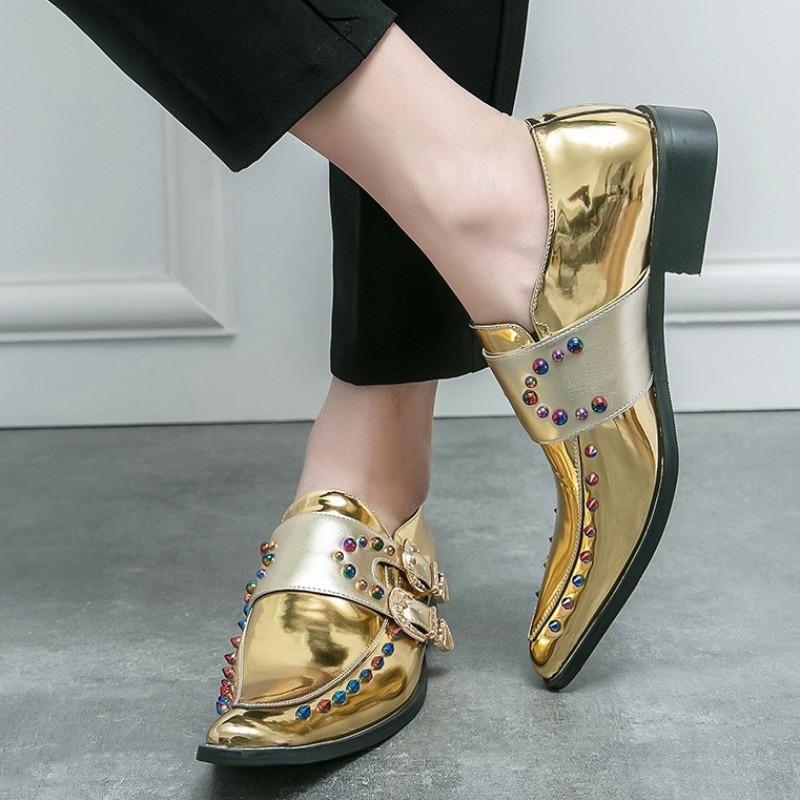 Fashion 2025 New British Business Casual Men's Shoes,fashion Chelsea Leather Shoe,luxury Shoes Gold Pointed Mens Leather Shoes Plus Size