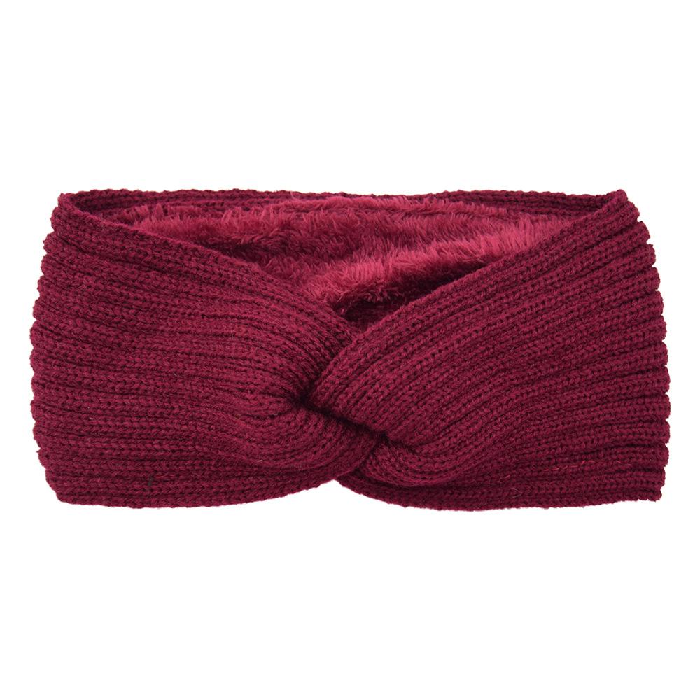 Wide Cross Fleece Lined Knitted Headbands For Woman Solid Warm Hairband Elastic Sports Yoga Headwear Girls Hair Accessories New